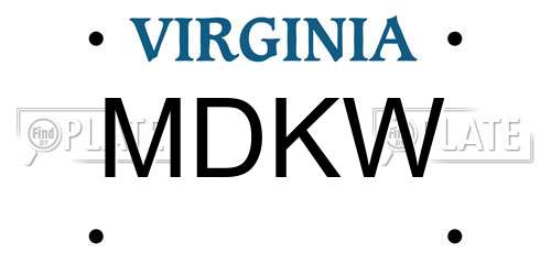 MDKW Virginia License Plate
