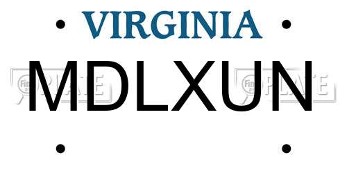 MDLXUN Virginia License Plate