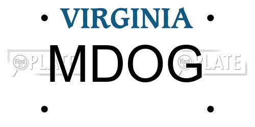 MDOG Virginia License Plate