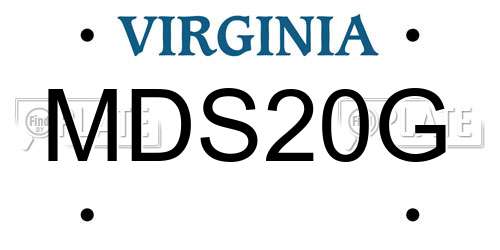 MDS20G Virginia License Plate