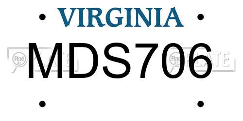 MDS706 Virginia License Plate