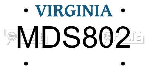 MDS802 Virginia License Plate