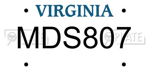 MDS807 Virginia License Plate