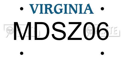MDSZ06 Virginia License Plate