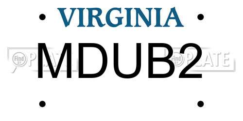 MDUB2 Virginia License Plate