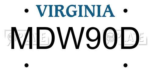 MDW90D Virginia License Plate