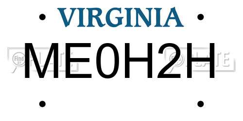 ME0H2H Virginia License Plate