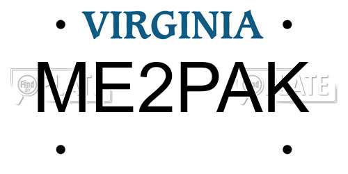 ME2PAK Virginia License Plate