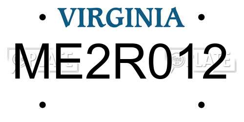 ME2R012 Virginia License Plate