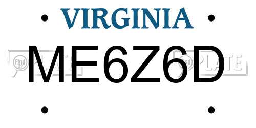 ME6Z6D Virginia License Plate