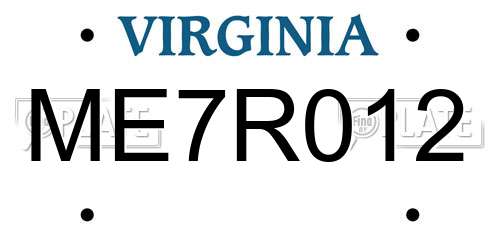 ME7R012 Virginia License Plate