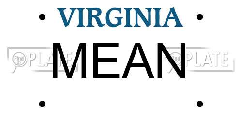 MEAN Virginia License Plate