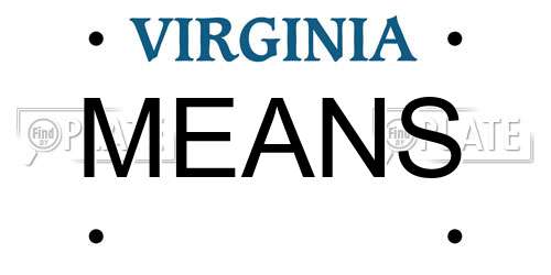 MEANS Virginia License Plate