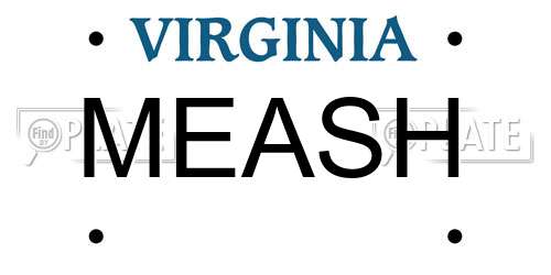 MEASH Virginia License Plate