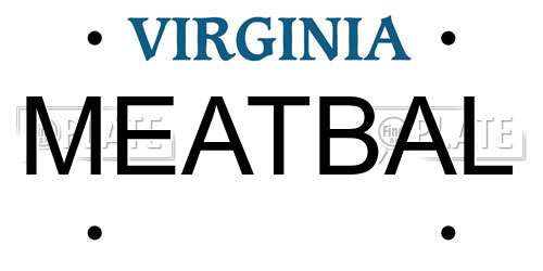 MEATBAL Virginia License Plate