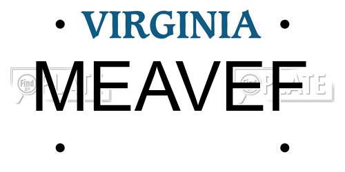 MEAVEF Virginia License Plate