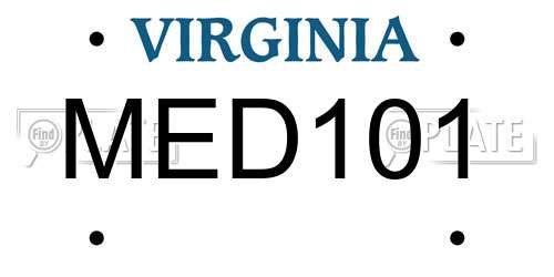 MED101 Virginia License Plate