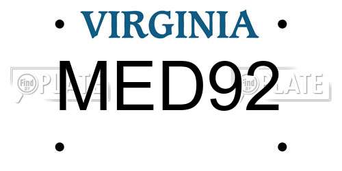 MED92 Virginia License Plate
