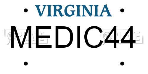 MEDIC44 Virginia License Plate