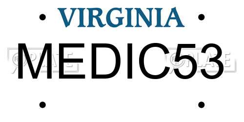 MEDIC53 Virginia License Plate