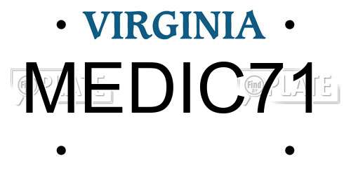 MEDIC71 Virginia License Plate