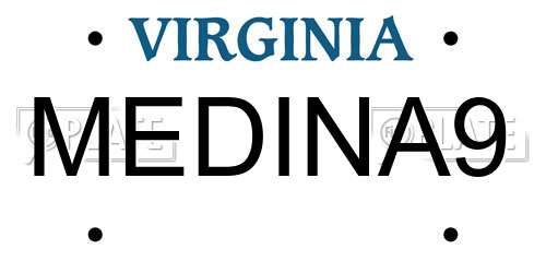 MEDINA9 Virginia License Plate