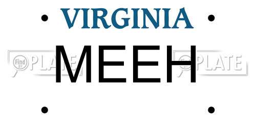 MEEH Virginia License Plate
