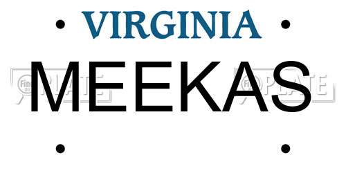 MEEKAS Virginia License Plate