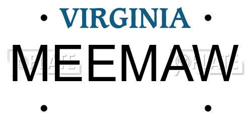 MEEMAW Virginia License Plate