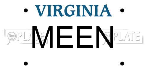 MEEN Virginia License Plate