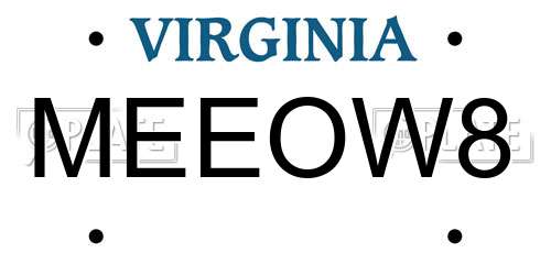 MEEOW8 Virginia License Plate