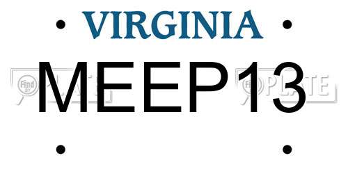 MEEP13 Virginia License Plate