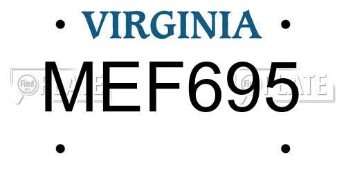 MEF695 Virginia License Plate