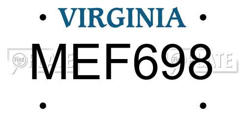 MEF698 Virginia License Plate