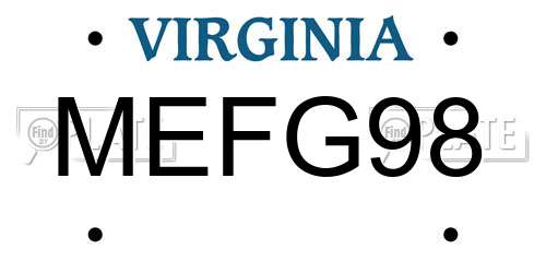 MEFG98 Virginia License Plate