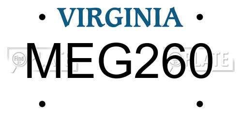 MEG260 Virginia License Plate