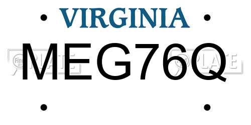 MEG76Q Virginia License Plate