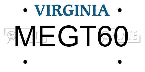 MEGT60 Virginia License Plate