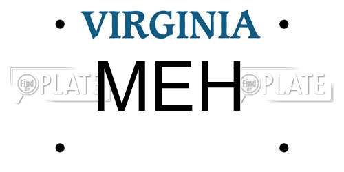 MEH Virginia License Plate