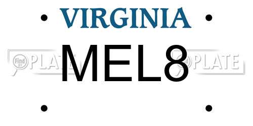 MEL8 Virginia License Plate
