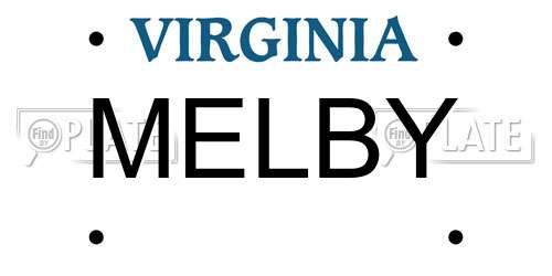 MELBY Virginia License Plate