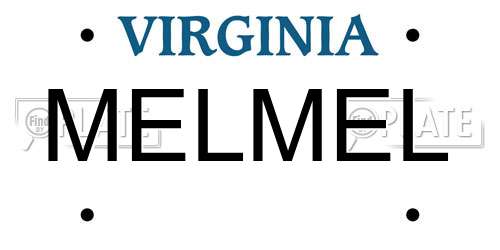 MELMEL Virginia License Plate