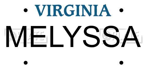 MELYSSA Virginia License Plate