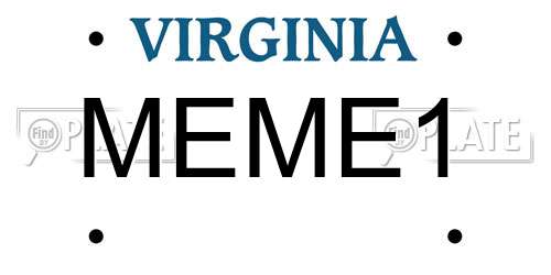 MEME1 Virginia License Plate