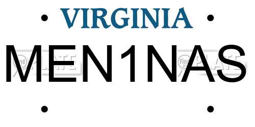 MEN1NAS Virginia License Plate
