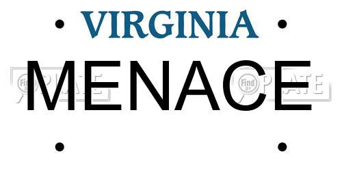 MENACE Virginia License Plate