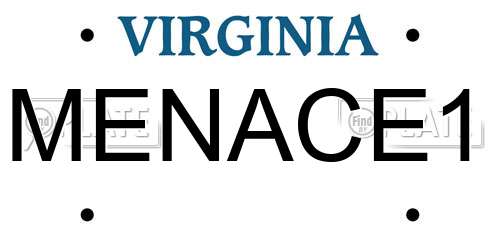 MENACE1 Virginia License Plate