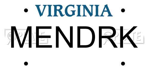 MENDRK Virginia License Plate
