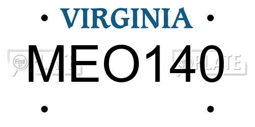 MEO140 Virginia License Plate