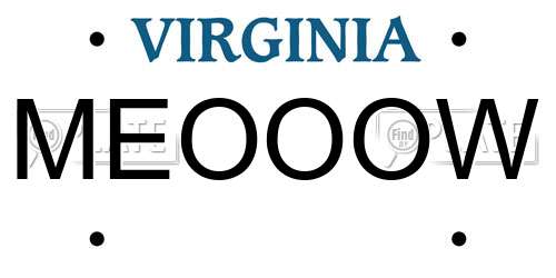 MEOOOW Virginia License Plate